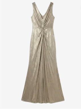 Calvin Klein Shimmery Silver Pleated Evening Dress